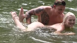 Lovita Fate in a suit blowjob cum in public